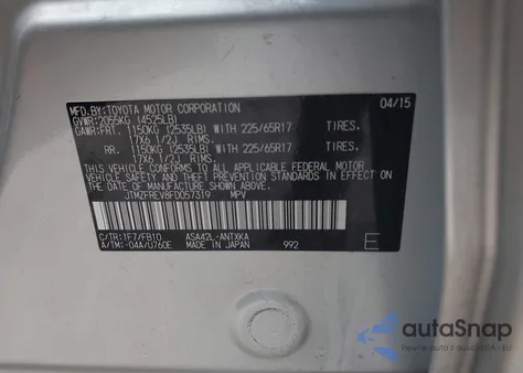 2015 Toyota Rav4 Le z USA, uszkodzony, nr VIN JTMZFREV8FD057319